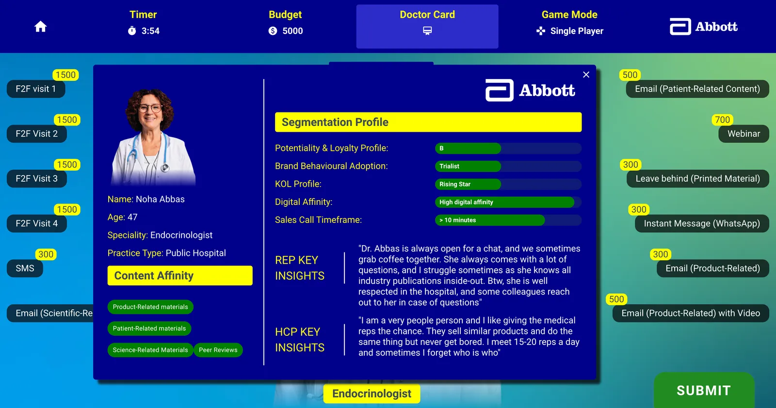 A gamified training platform for Abbott's medical reps screen 9