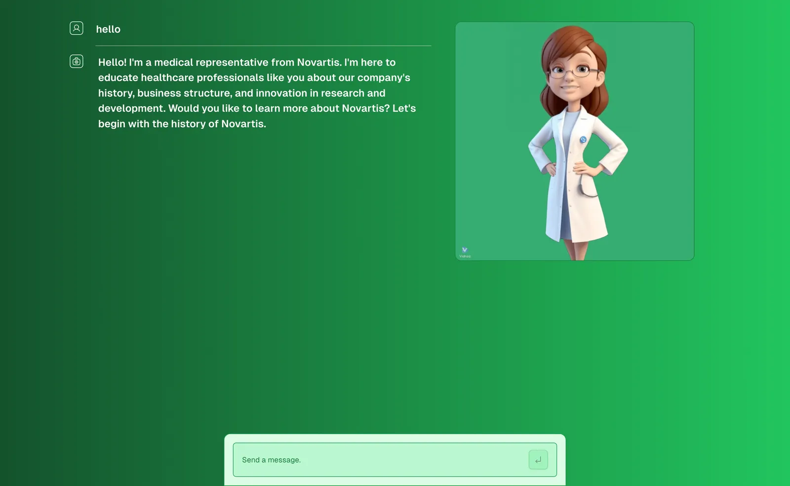 A talking avatar chatbot for healthcare professionals screen 2
