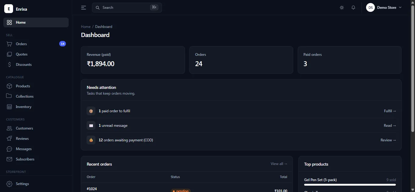 Enrixa Store, a multi-tenant e-commerce platform