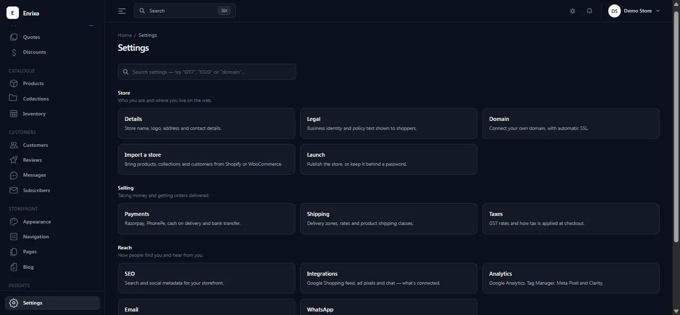 Enrixa Store, a multi-tenant e-commerce platform screen 3