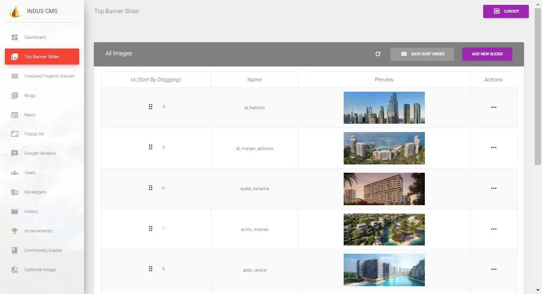 Indus CMS and its image pipeline screen 2