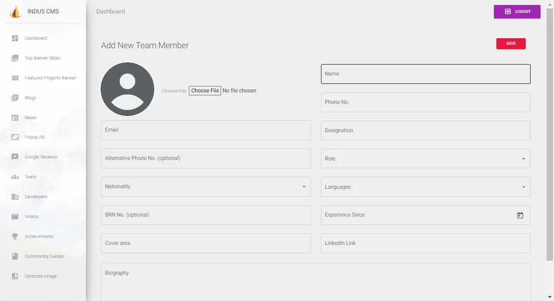 Indus CMS and its image pipeline screen 9