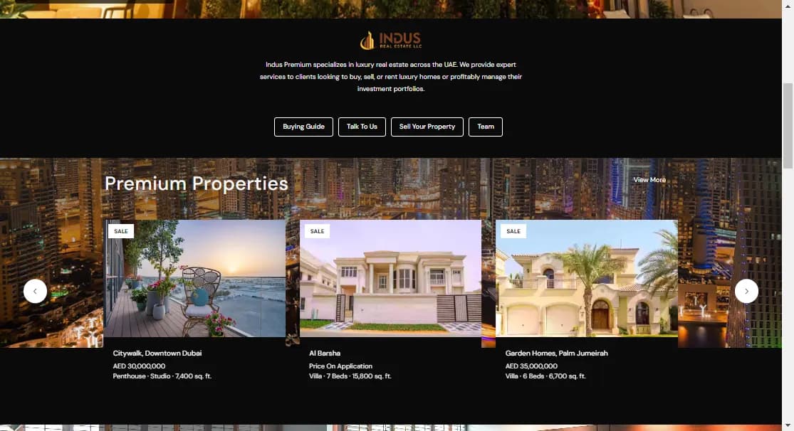 Indus premium properties, a private listings portal screen 2