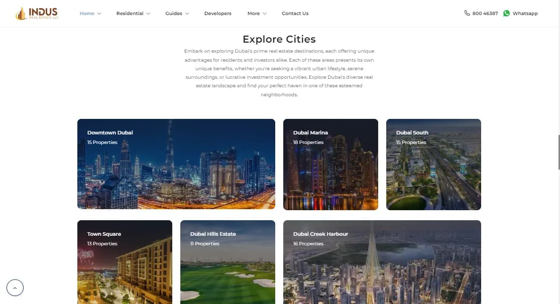 Indus Real Estate, public property site screen 3