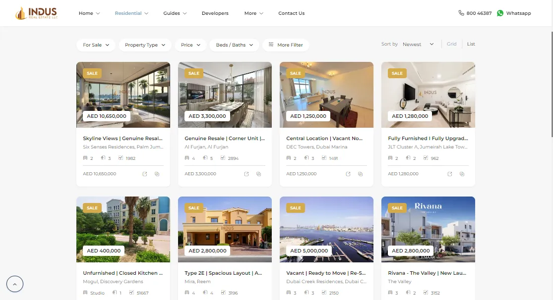 Indus Real Estate, public property site screen 5