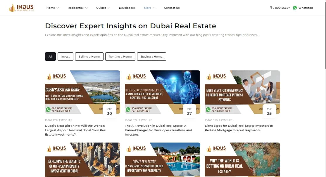 Indus Real Estate, public property site screen 7
