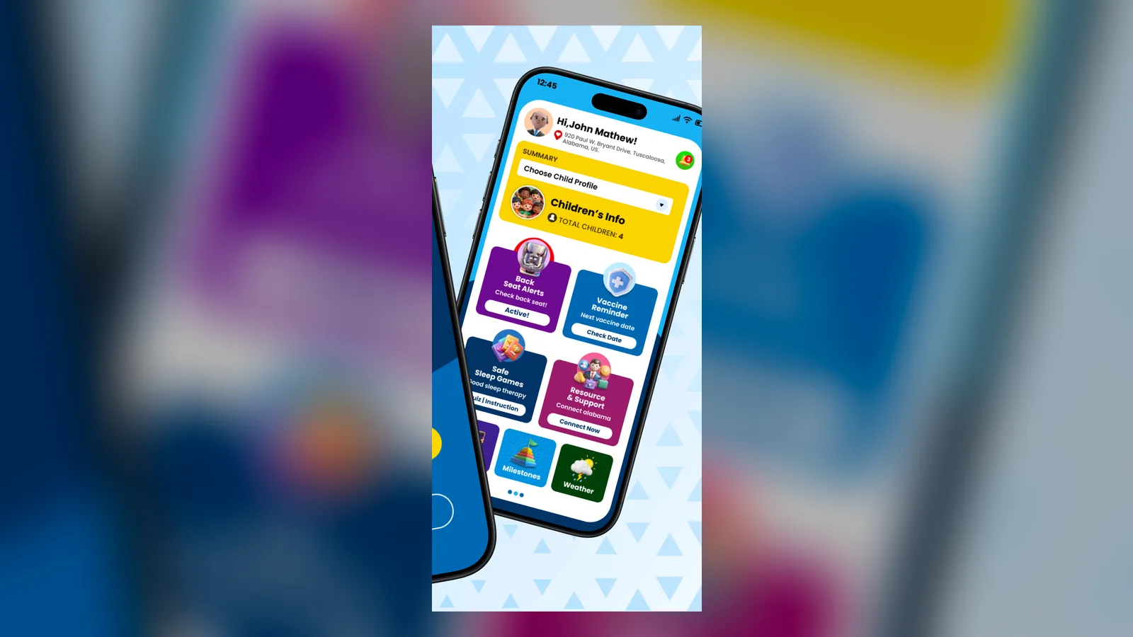 W.I.N.S, an infant safety app for Alabama Public Health screen 3